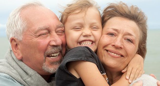 happy family hugging